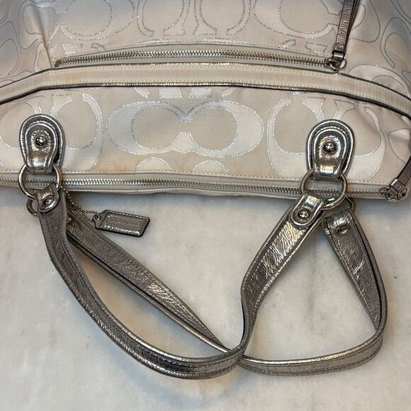 Coach Poppy Lurex Signature Jacquard Glam XL Tote Shoulder Bag - HTF - Picture 12 of 16